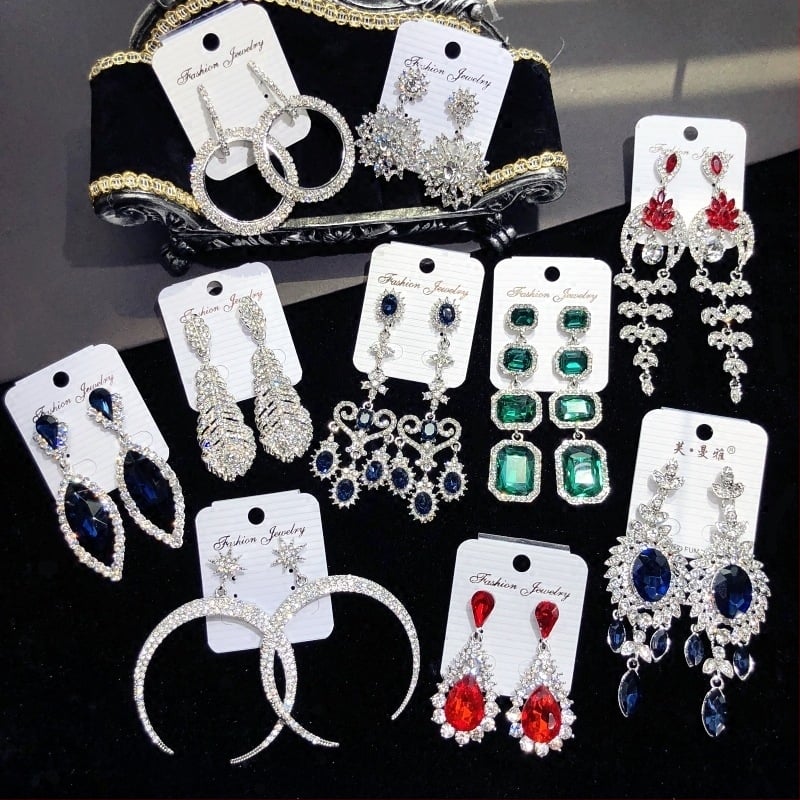 Σκουλαρίκια με κρύσταλλα και φούντες, ηλεκτροπλατίωση, ακίδα από ατσάλι, μάρκα Luoxiang, μόδα