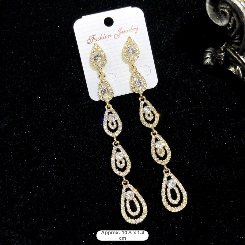 Σκουλαρίκια με κρύσταλλα και φούντες, ηλεκτροπλατίωση, ακίδα από ατσάλι, μάρκα Luoxiang, μόδα