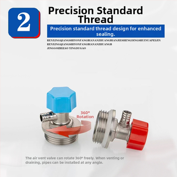 Meďový ventil k odvzdušneniu podlahového vykurovania s rozdeľovačom vody, ventil na uvoľnenie vzduchu a vypúšťacia zátka