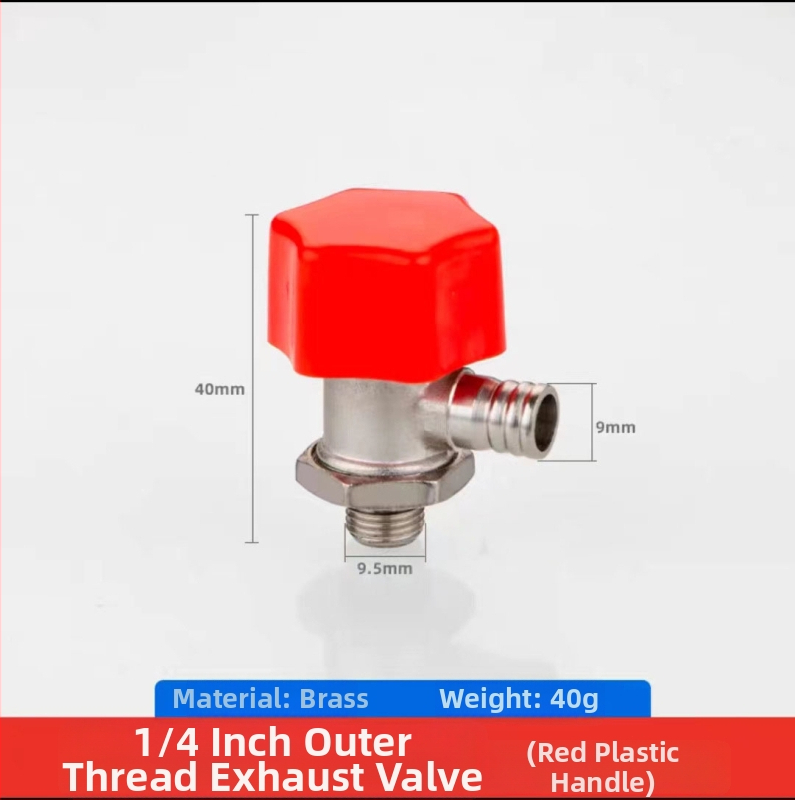Meďový ventil k odvzdušneniu podlahového vykurovania s rozdeľovačom vody, ventil na uvoľnenie vzduchu a vypúšťacia zátka
