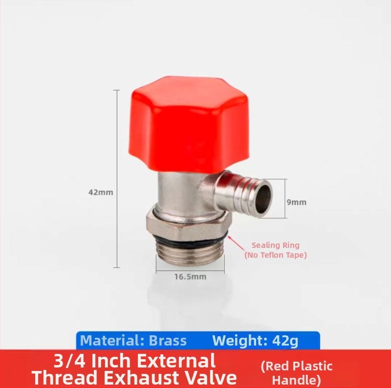 Meďový ventil k odvzdušneniu podlahového vykurovania s rozdeľovačom vody, ventil na uvoľnenie vzduchu a vypúšťacia zátka