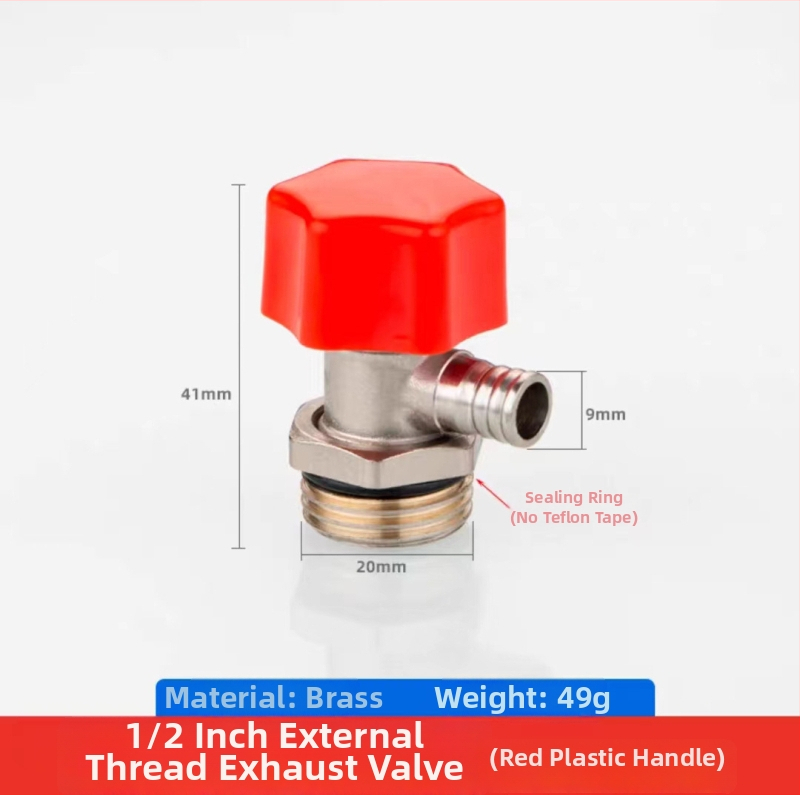 Meďový ventil k odvzdušneniu podlahového vykurovania s rozdeľovačom vody, ventil na uvoľnenie vzduchu a vypúšťacia zátka