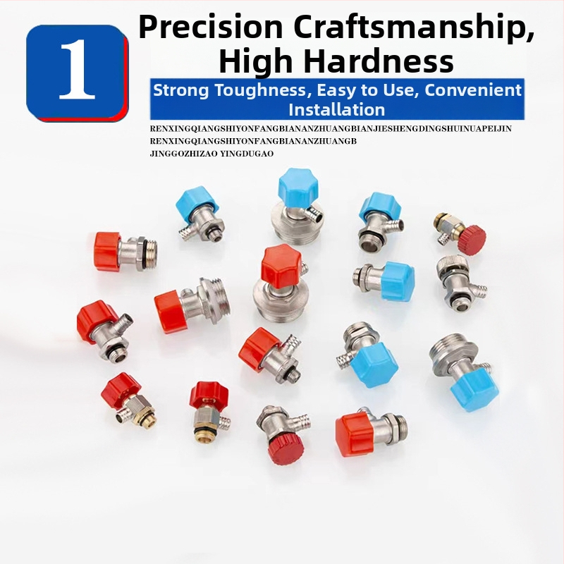 Meďový ventil k odvzdušneniu podlahového vykurovania s rozdeľovačom vody, ventil na uvoľnenie vzduchu a vypúšťacia zátka