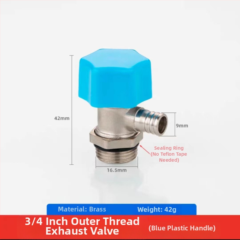 Meďový ventil k odvzdušneniu podlahového vykurovania s rozdeľovačom vody, ventil na uvoľnenie vzduchu a vypúšťacia zátka