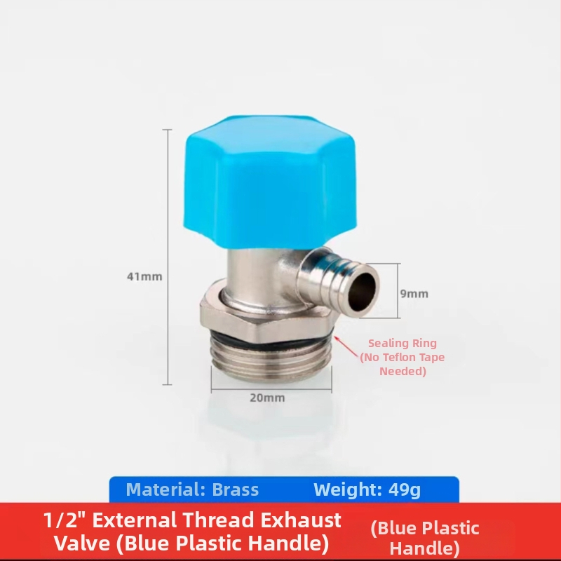 Meďový ventil k odvzdušneniu podlahového vykurovania s rozdeľovačom vody, ventil na uvoľnenie vzduchu a vypúšťacia zátka