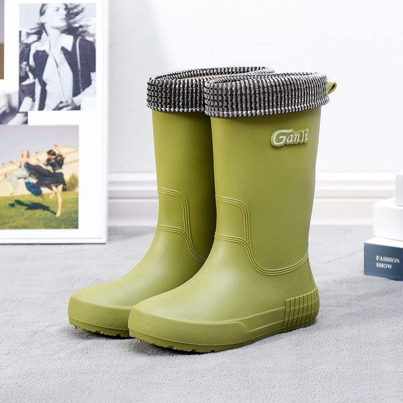 Γυναικείες γαλότσες βροχής μέχρι τη μέση της γάμπας, αδιάβροχες, με επένδυση, αντιολισθητικές, ελαφριές, με επίπεδη σόλα