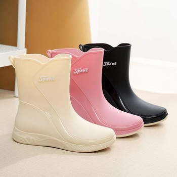 Γυναικείες μπότες βροχής, μεσαίο ύψος, PVC επάνω μέρος, για ενήλικες, φθινόπωρο-χειμώνα