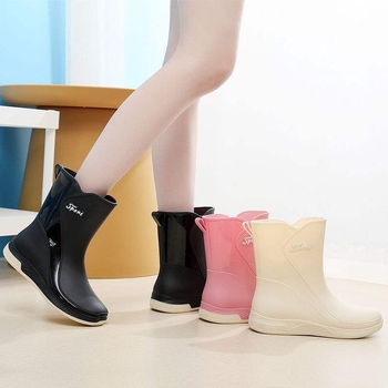 Γυναικείες μπότες βροχής, μεσαίο ύψος, PVC επάνω μέρος, για ενήλικες, φθινόπωρο-χειμώνα