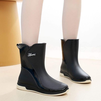 Γυναικείες μπότες βροχής, μεσαίο ύψος, PVC επάνω μέρος, για ενήλικες, φθινόπωρο-χειμώνα