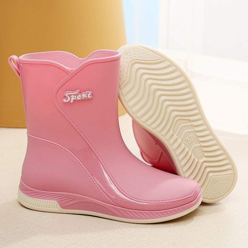 Γυναικείες μπότες βροχής, μεσαίο ύψος, PVC επάνω μέρος, για ενήλικες, φθινόπωρο-χειμώνα