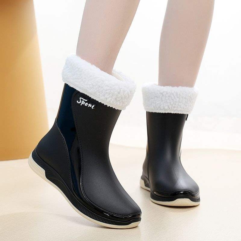 Γυναικείες μπότες βροχής, μεσαίο ύψος, PVC επάνω μέρος, για ενήλικες, φθινόπωρο-χειμώνα