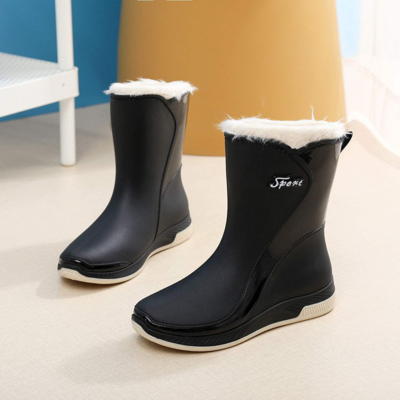 Γυναικείες μπότες βροχής, μεσαίο ύψος, PVC επάνω μέρος, για ενήλικες, φθινόπωρο-χειμώνα