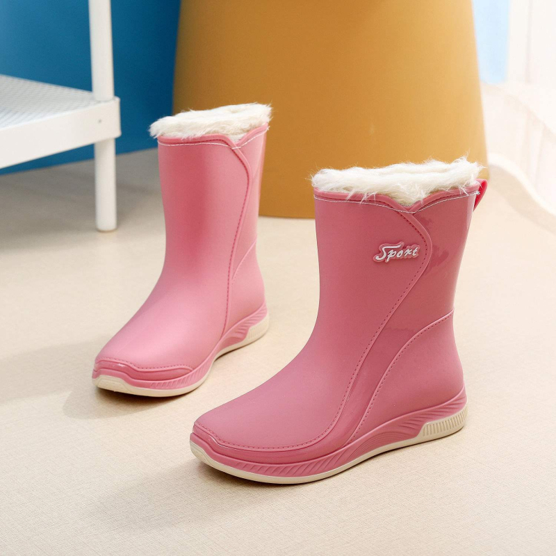 Γυναικείες μπότες βροχής, μεσαίο ύψος, PVC επάνω μέρος, για ενήλικες, φθινόπωρο-χειμώνα