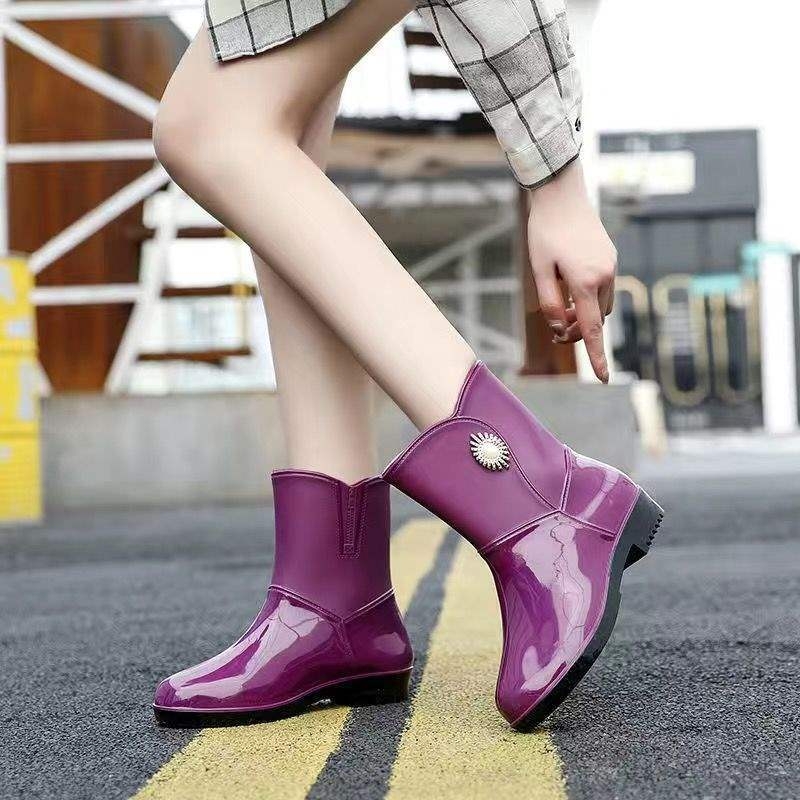 Γυναικείες μπότες βροχής, μεσαίο ύψος, PVC επάνω μέρος, για ενήλικες, φθινόπωρο-χειμώνα
