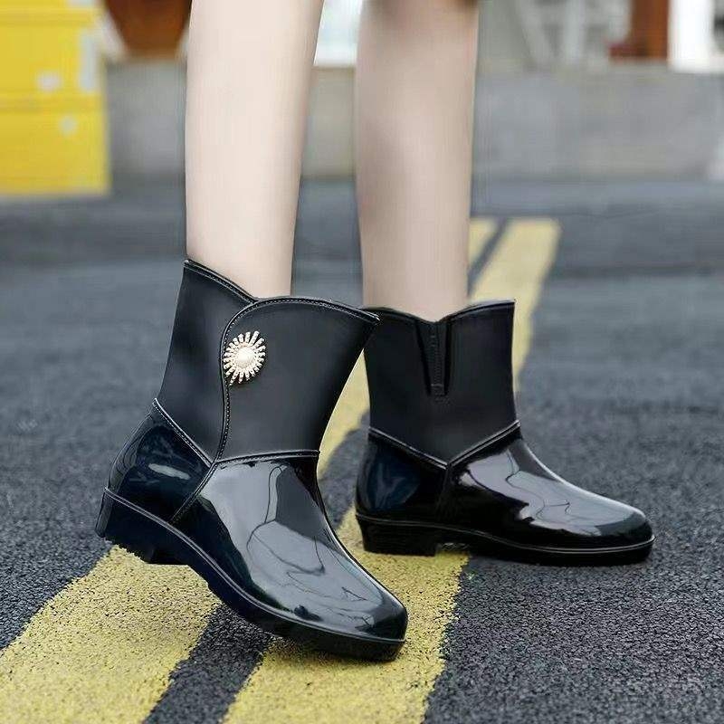 Γυναικείες μπότες βροχής, μεσαίο ύψος, PVC επάνω μέρος, για ενήλικες, φθινόπωρο-χειμώνα