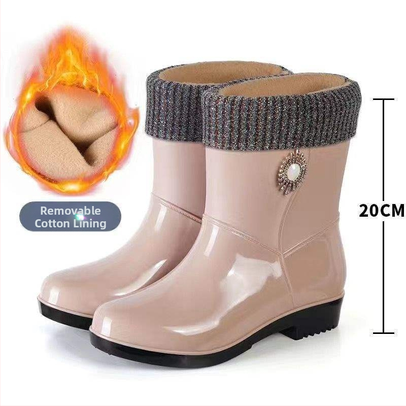 Γυναικείες μπότες βροχής, μεσαίο ύψος, PVC επάνω μέρος, για ενήλικες, φθινόπωρο-χειμώνα