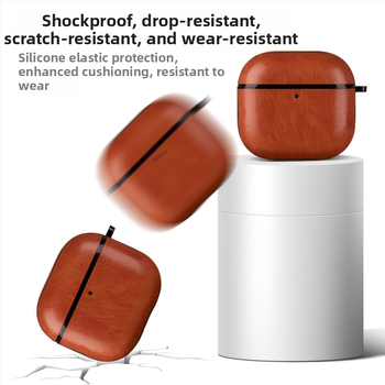 Husă AirPods Pro 3 pentru Apple Pro3, PC+TPU piele imitatie, textură gravată, husă de protecție, potrivire universală