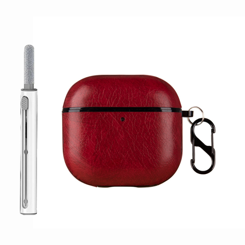 Husă AirPods Pro 3 pentru Apple Pro3, PC+TPU piele imitatie, textură gravată, husă de protecție, potrivire universală