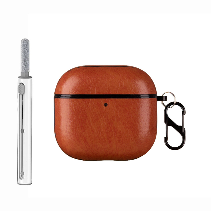 Husă AirPods Pro 3 pentru Apple Pro3, PC+TPU piele imitatie, textură gravată, husă de protecție, potrivire universală