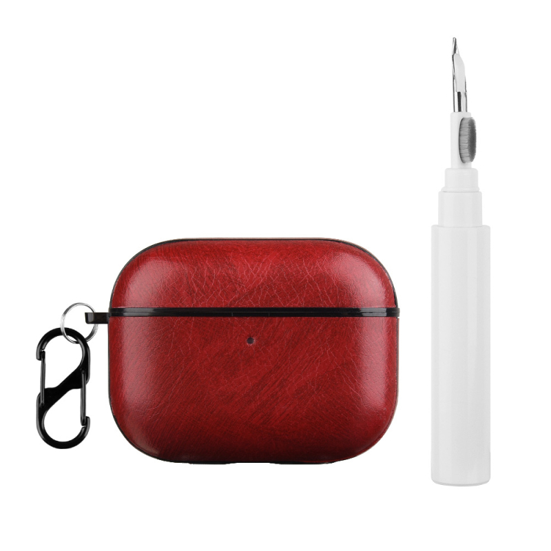 Husă AirPods Pro 3 pentru Apple Pro3, PC+TPU piele imitatie, textură gravată, husă de protecție, potrivire universală