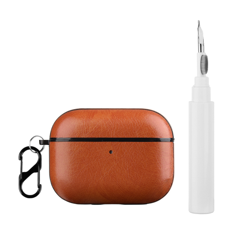 Husă AirPods Pro 3 pentru Apple Pro3, PC+TPU piele imitatie, textură gravată, husă de protecție, potrivire universală