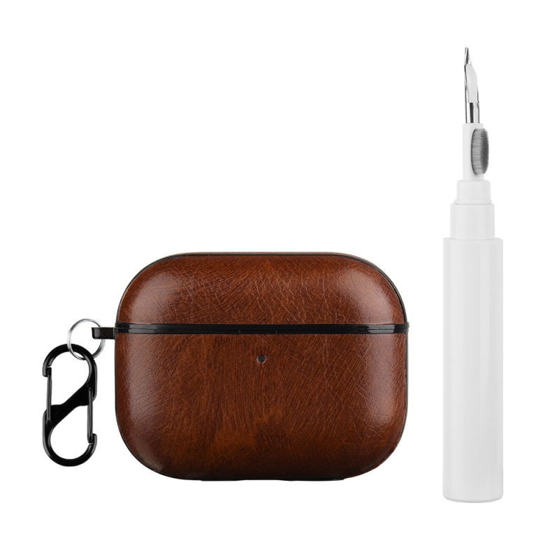 Husă AirPods Pro 3 pentru Apple Pro3, PC+TPU piele imitatie, textură gravată, husă de protecție, potrivire universală