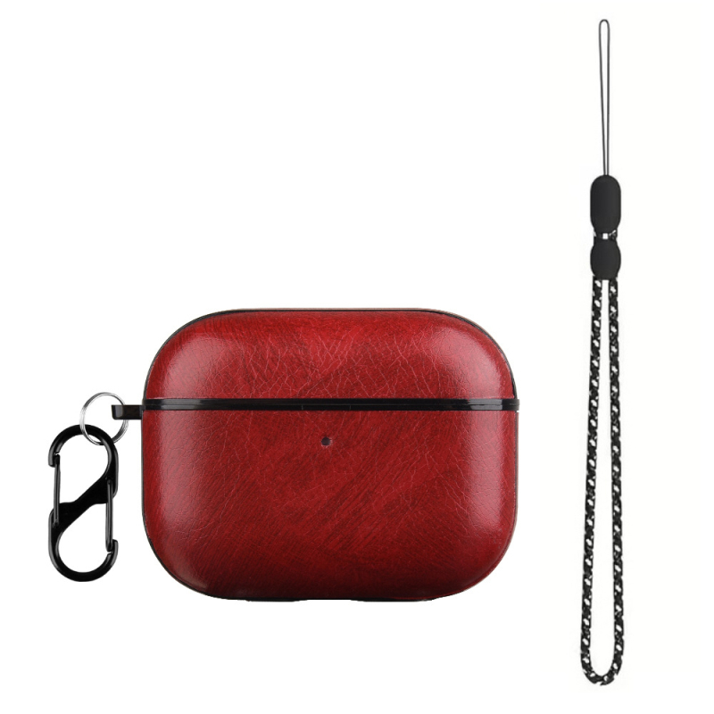 Husă AirPods Pro 3 pentru Apple Pro3, PC+TPU piele imitatie, textură gravată, husă de protecție, potrivire universală