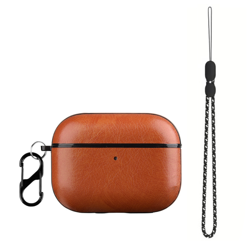 Husă AirPods Pro 3 pentru Apple Pro3, PC+TPU piele imitatie, textură gravată, husă de protecție, potrivire universală