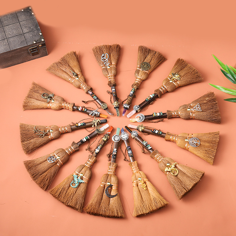 Κρεμαστό αυτοκινήτου-βούρτσα από Miscanthus, ημι-χειροποίητη επεξεργασία, μάρκα Wisdom, μοτίβο αστεριών και σελήνης