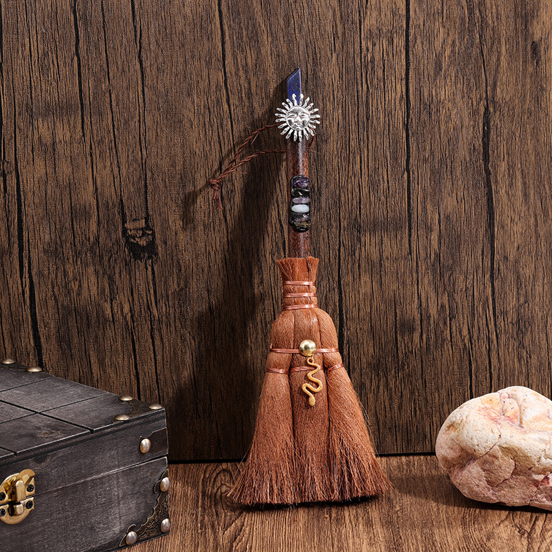 Κρεμαστό αυτοκινήτου-βούρτσα από Miscanthus, ημι-χειροποίητη επεξεργασία, μάρκα Wisdom, μοτίβο αστεριών και σελήνης