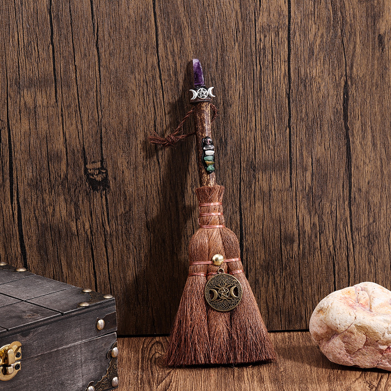 Κρεμαστό αυτοκινήτου-βούρτσα από Miscanthus, ημι-χειροποίητη επεξεργασία, μάρκα Wisdom, μοτίβο αστεριών και σελήνης