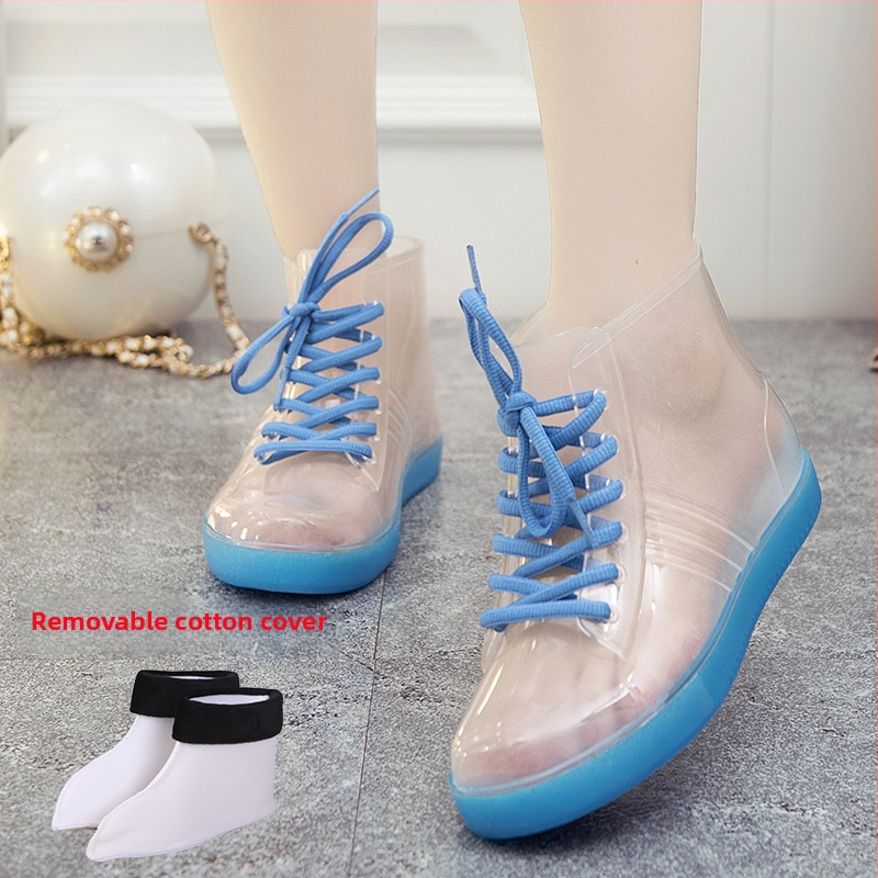 Γυναικείες γαλότσες βροχής από PVC — Αδιάβροχες, Αντιολισθητικές, μέχρι τον αστράγαλο, Εσωτερικό από βελούδινο βαμβάκι