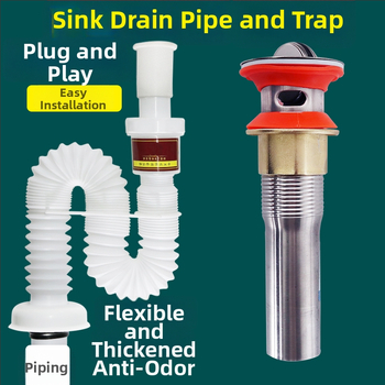 Odtok umývadla – anti-odor, nerezová oceľ, model Sink Drain Pipe, Produktové číslo F77H55MMSTT7JT