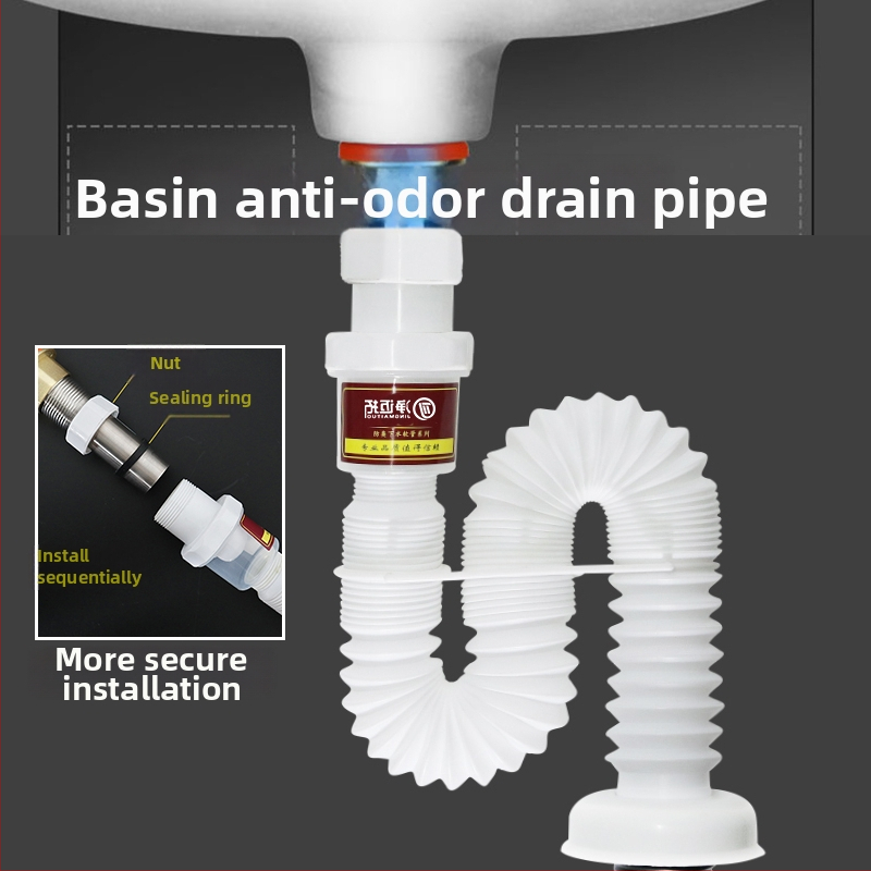 Odtok umývadla – anti-odor, nerezová oceľ, model Sink Drain Pipe, Produktové číslo F77H55MMSTT7JT