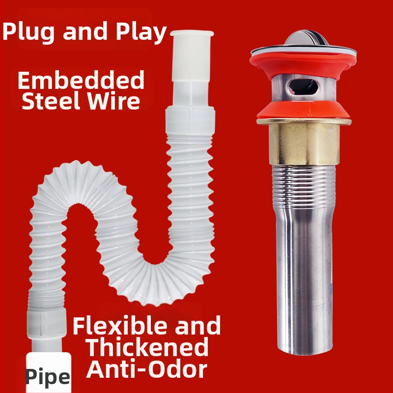 Odtok umývadla – anti-odor, nerezová oceľ, model Sink Drain Pipe, Produktové číslo F77H55MMSTT7JT