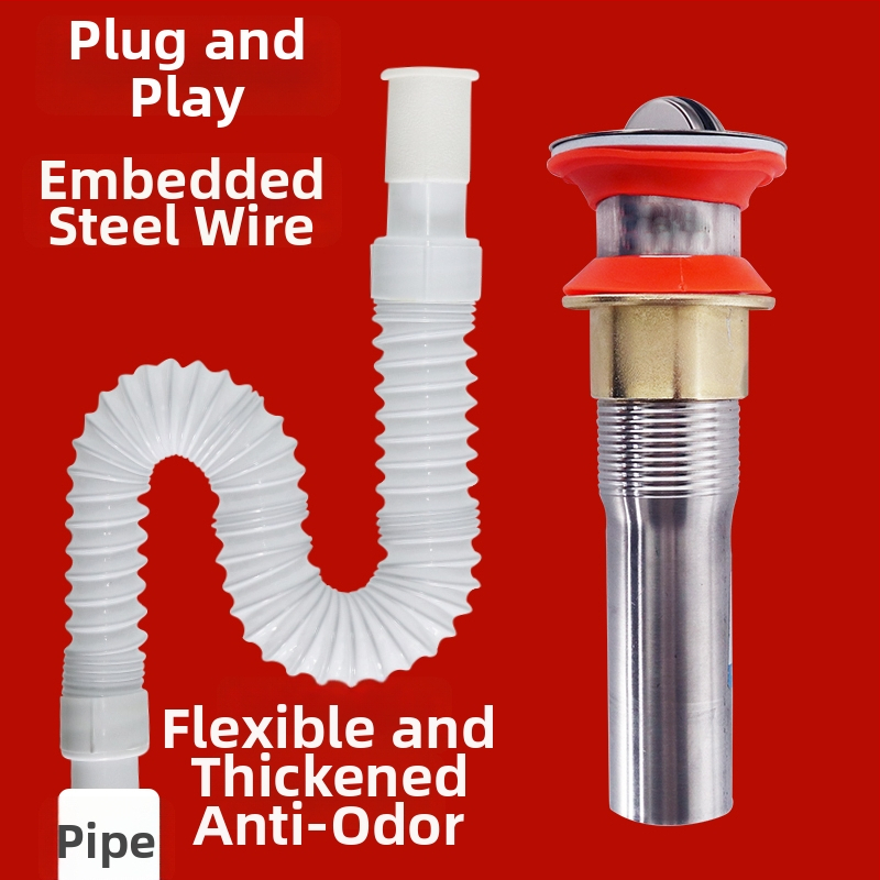 Odtok umývadla – anti-odor, nerezová oceľ, model Sink Drain Pipe, Produktové číslo F77H55MMSTT7JT