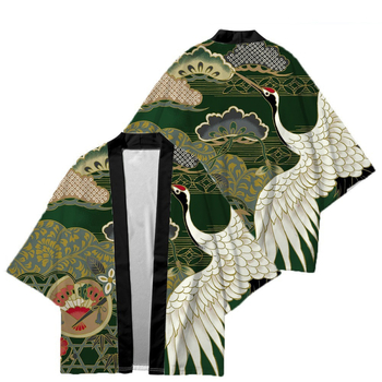 Férfi nyári kardigán-kimono 3/4 ujjú, növény- és rovarnyomás, digitális nyomtatás, poliészter 96%, rugalmas szövet