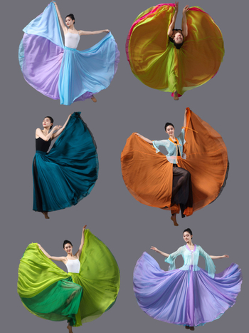 Dvojitá tanečná sukňa z šifónu a polyesteru, pre ženy, na ľudové tance, leto 2025