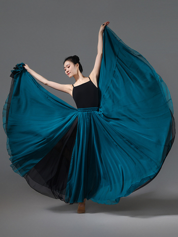 Dvojitá tanečná sukňa z šifónu a polyesteru, pre ženy, na ľudové tance, leto 2025