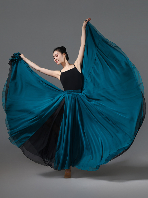 Dvojitá tanečná sukňa z šifónu a polyesteru, pre ženy, na ľudové tance, leto 2025