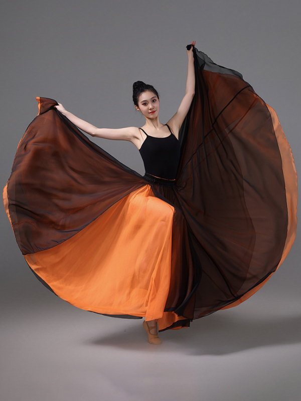 Dvojitá tanečná sukňa z šifónu a polyesteru, pre ženy, na ľudové tance, leto 2025