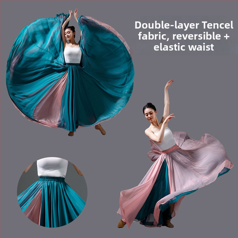 Dvojitá tanečná sukňa z šifónu a polyesteru, pre ženy, na ľudové tance, leto 2025