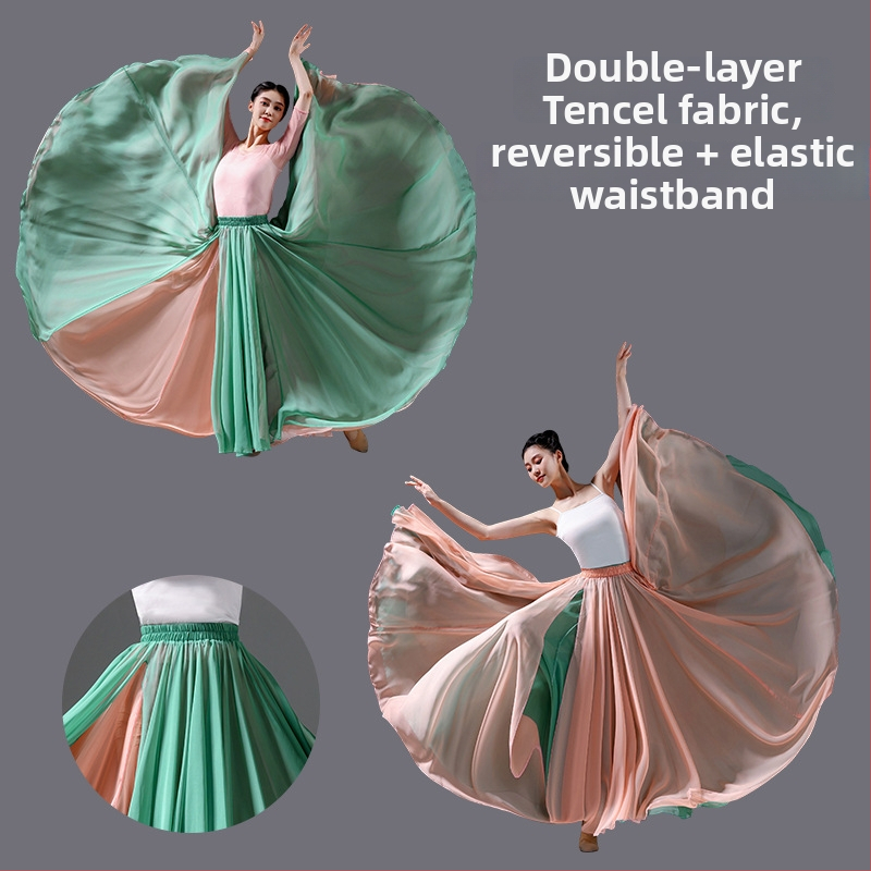 Dvojitá tanečná sukňa z šifónu a polyesteru, pre ženy, na ľudové tance, leto 2025