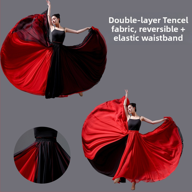 Dvojitá tanečná sukňa z šifónu a polyesteru, pre ženy, na ľudové tance, leto 2025