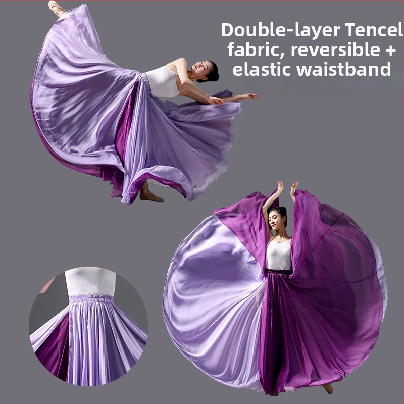 Dvojitá tanečná sukňa z šifónu a polyesteru, pre ženy, na ľudové tance, leto 2025