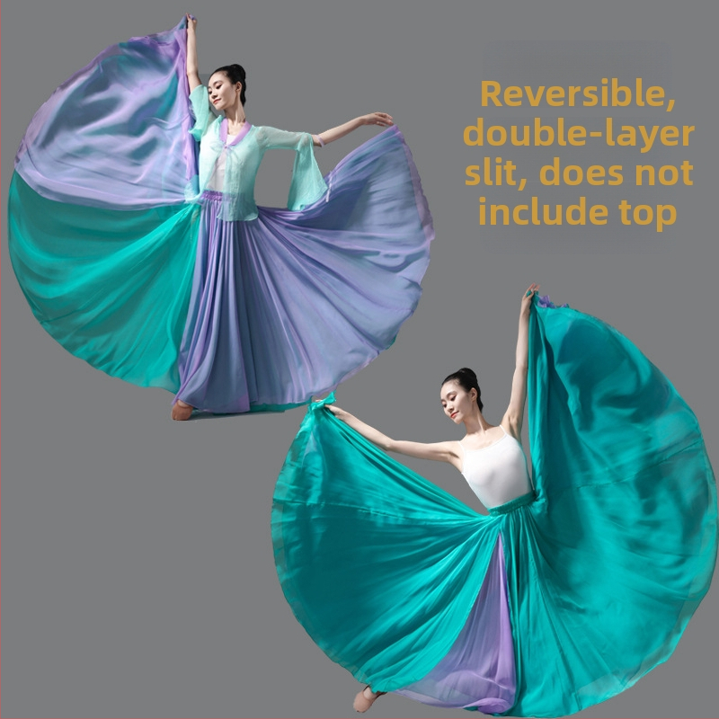 Dvojitá tanečná sukňa z šifónu a polyesteru, pre ženy, na ľudové tance, leto 2025