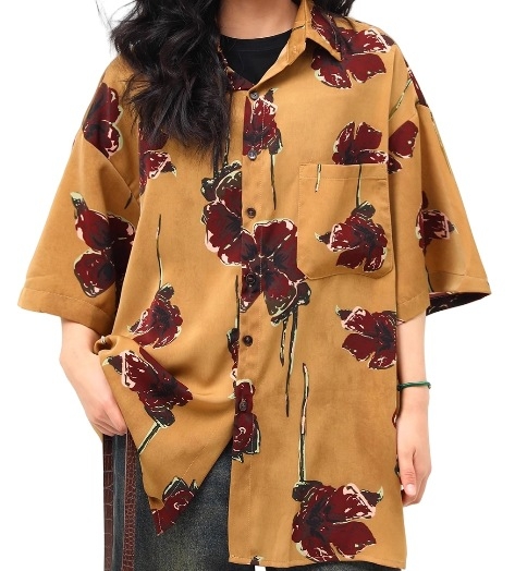 Női rövid ujjú ing Cartoon mintával, polo gallérral, poliészter, nyár 2025