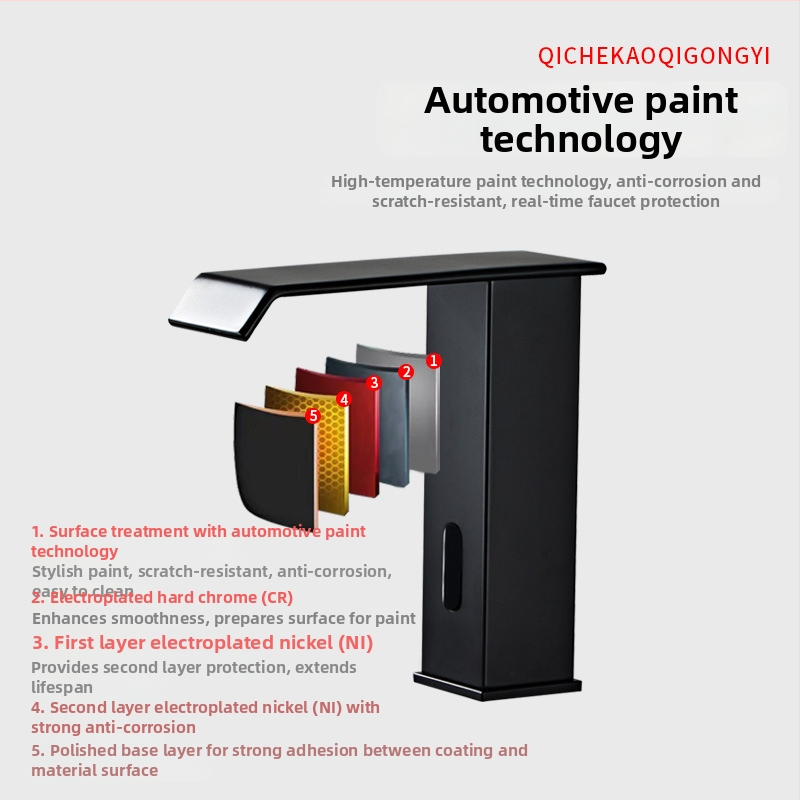 Indukčný kohútik na umývadlo, model 8835, montáž na jeden otvor, celé meďové telo ventilu, indukčné ovládanie