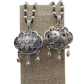 Pulóverlánc geometriás kockás mintával és ötvözet medállal, golyó lánc, uniszex retro hosszú nyaklánc, 21–50 cm, 11 cm hosszabbítás