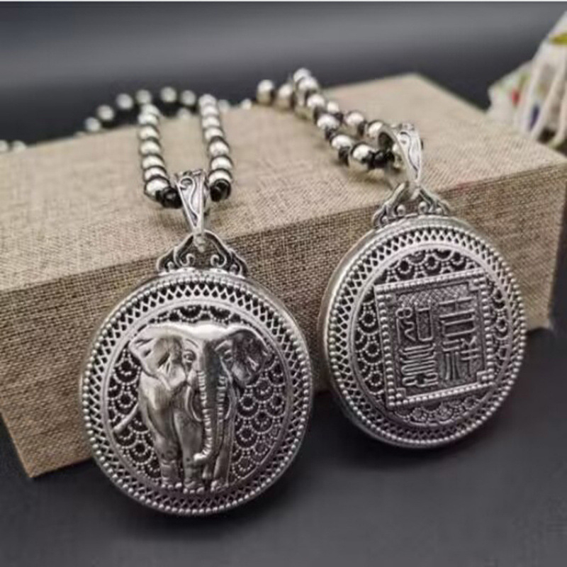 Pulóverlánc geometriás kockás mintával és ötvözet medállal, golyó lánc, uniszex retro hosszú nyaklánc, 21–50 cm, 11 cm hosszabbítás